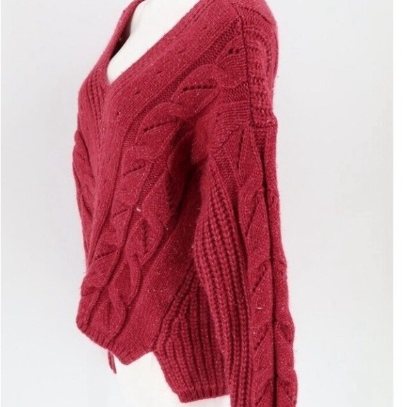 Anthropologie Women Size M Violet Ramona Cable Knit V-Neck Pullover Sweater - Picture 4 of 5